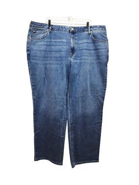 Seven7 Womens Loose Straight Jeans High Rise Plus Size 22W Blue Denim Stretch